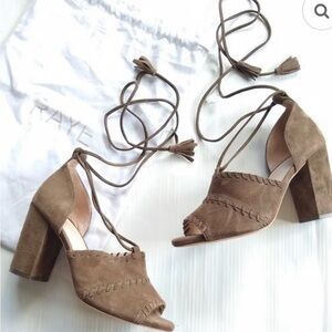 RAYE Tan Suede Lace-Up Heels New Without Tags